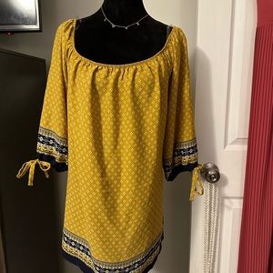 Cute Gold & Blue Blouse